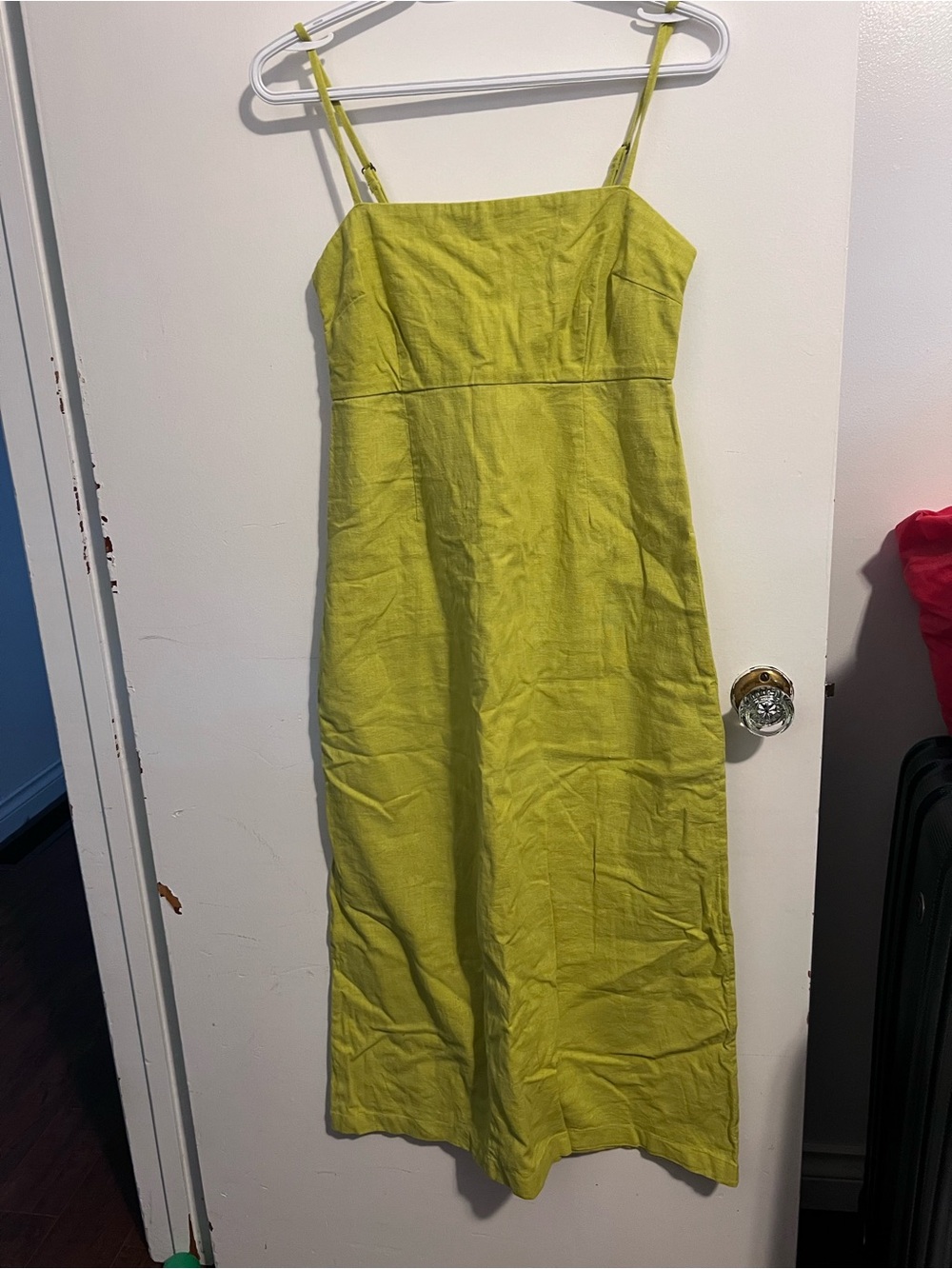 Abercrombie & Fitch Lime Green Spaghetti Strap Midi Dress